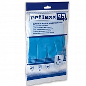 R95-L Многоразовые защитные перчатки, нитриловые 33 см. Reflexx R95-L. 44 гр. Толщина 0,22 мм.