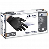N85B-M Сверхпрочные резиновые перчатки, нитриловые, чёрные, Reflexx N85B-M. 8,4 гр. Толщина 0,2 мм
